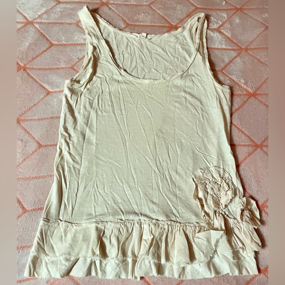 🐚 J. Crew 100% Cotton Ruffled Sleeveless Tank Top 🐚